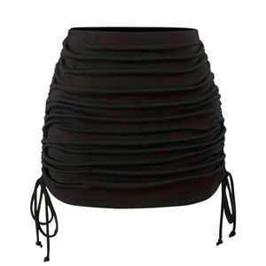 NIB black high waisted stretch side tie cover up skirt beach pool summer